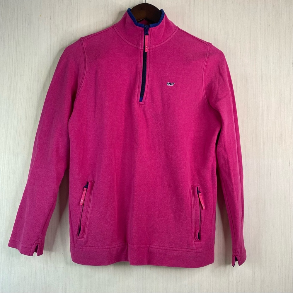 Vineyard Vines Women’s Pink Quarter-Zip Long Sleeve Pullover Pockets XS